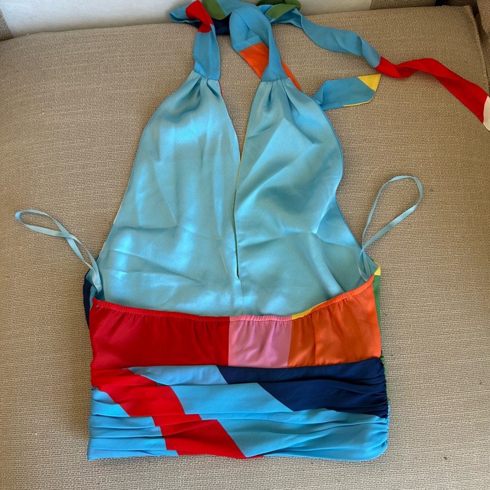 ✨ SALE✨ STAUD Kai Halter Cropped Top - Capri/ Coastal Marble Colorful Vacation - Picture 3 of 7